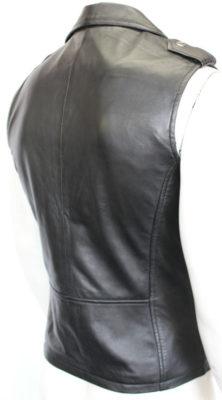 Black Sleeveless Leather Jacket for sale