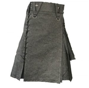 black denim mens kilt