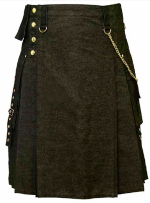 mens black Denim skirt