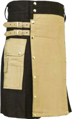 men black khaki kilt