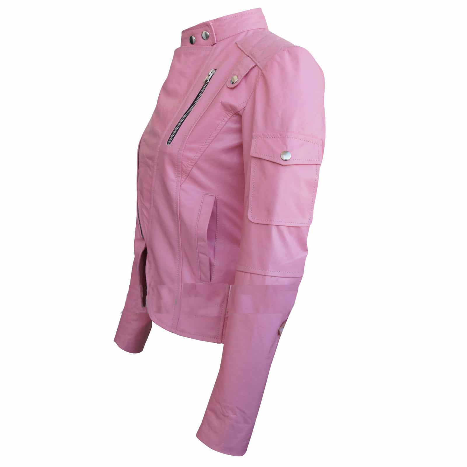 Pink Leather Jacket for women