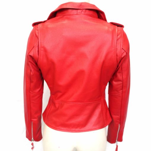 red Real Leather Jackets Womens